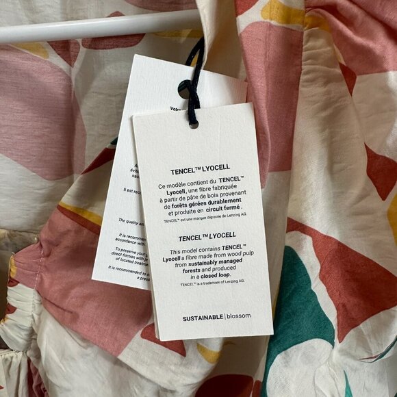 ba&sh Arancia Cream, Pink, Yellow, Green Print Puff Sleeve Mini Dress - Picture 7 of 8